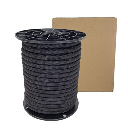 3/8 Inch Black Polyester Bungee/Shock Cord - 100 Foot Spool | Marine Grade - High Uv And Abrasion Resistance #TOP1