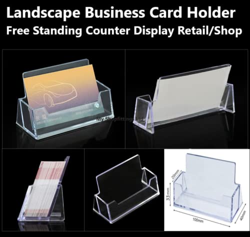2 Pack Clear Business Card Holder for Desk - Office Display Stand, Acrylic Plastic, Fits 30-50 Cards - Image 2