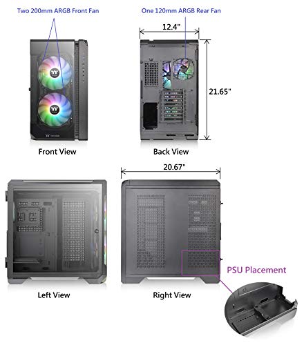 Image of Thermaltake View 51 Motherboard Sync ARGB E-ATX Full Tower Gaming Computer Case with 2 200mm ARGB 5V Motherboard Sync RGB Fans + 140mm Black Rear Fan Pre-Installed CA-1Q6-00M1WN-00
