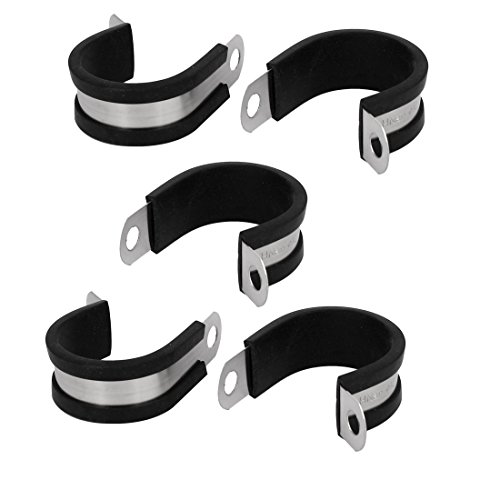 Aexit 32mm Dia Clamps EPDM Rubber Lined P Clips Water Pipe Tube Clamps Strap Clamps Holder 5pcs