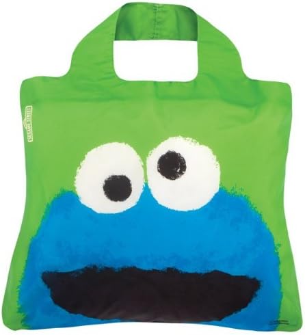 EnvirosaxReusable Grocery Bags- Set of 3 Sesame St Cookie Monster, Eco-Friendly Polyester Foldable Quality Shopping Tote, For Shopping, Travel, Arts, Crafts, Multi Use