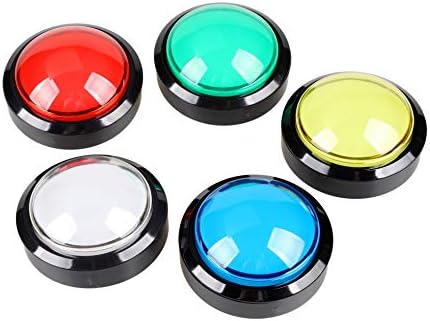 EG STARTS 5x New 60mm Dome Shaped LED Illuminated Push Buttons For Arcade Coin Machine Operated Games (Each Color of 1 Pieces)
