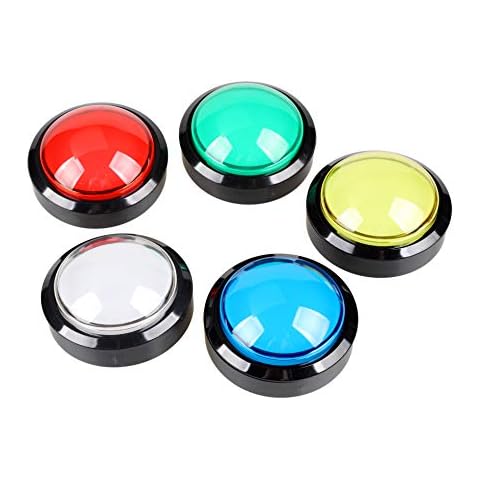EG Starts 5x New 60mm Dome Shaped LED Illuminated Push Buttons For Arcade Coin Machine Operated Games ( Each Color of 1 Pieces ) Cover