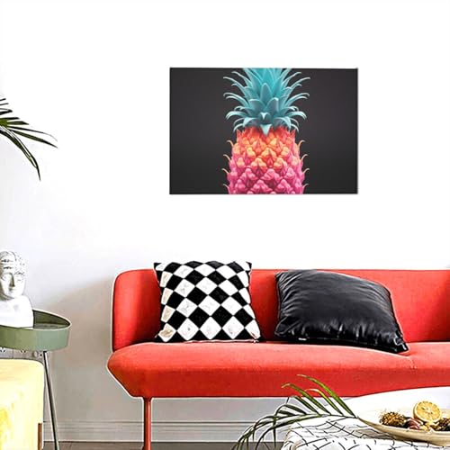 Ananas coloré toile murale moderne 30x45cm pour illuminer votre déco de salon