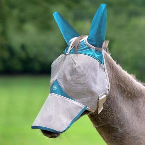 Harrison Howard Mule Donkey Fly Mask Full Face Protection with Nose Cover Sky Blue M