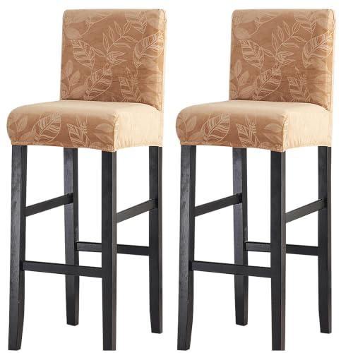 Image of FUANGUI Bar Stool Covers Set of 2, Stretch Bar Stool Seat Covers | Washable Removable Bar Chair Covers with Backs Slipcovers, Bar Chair Covers Square for Kitchen Dining Room Cafe