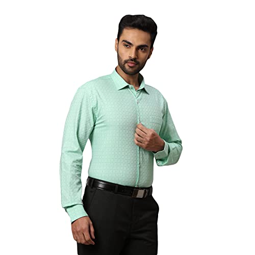 Image of Park Avenue Men's Full Sleeve Slim Fit Medium Green Formal Shirt