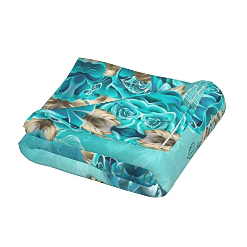 Couverture flanelle microfibre anti-froid pour canapé et lit bleu clair