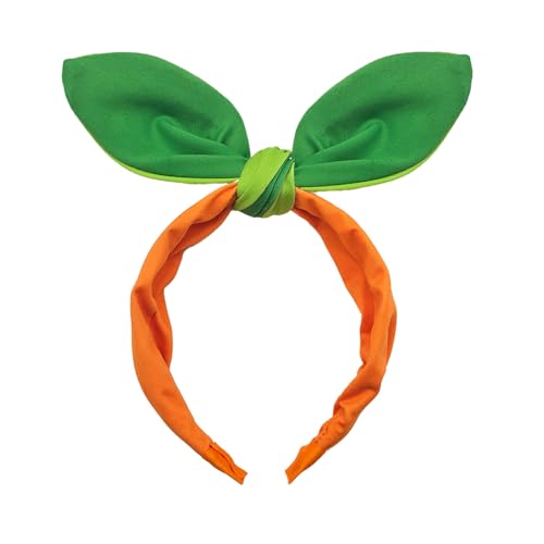 Blithween Pumpkin Headband Thanksgiving Halloween Knotted Bow Costume Hair Accessories Pumpkin Headpiece for Women Orange Green