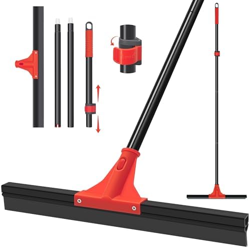 DALIPER Floor Squeegee with 18” Silicone Rubber Scraper Head and 58” Long Adjustable Handle, Heavy Duty Shower Squeegees for Concrete Floor, on Multi-Surface Tile Glass Pool Garage Cleaning