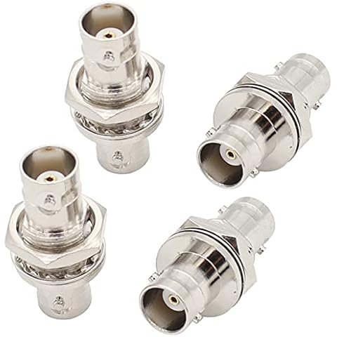 exgoofit BNC Female to Female Adapter Bulkhead Connector Coax Extension BNC Coupler for CCTV Security Camera System … (4-Pack) Cover