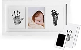Norjews Baby Handprint and Footprint Photo Frame Kit for Newborn Boys and Girls, Safe Clean-Touch Ink Pad Included, Memorable Keepsake Box, Gift to New Parents for Christmas or Baby Shower
