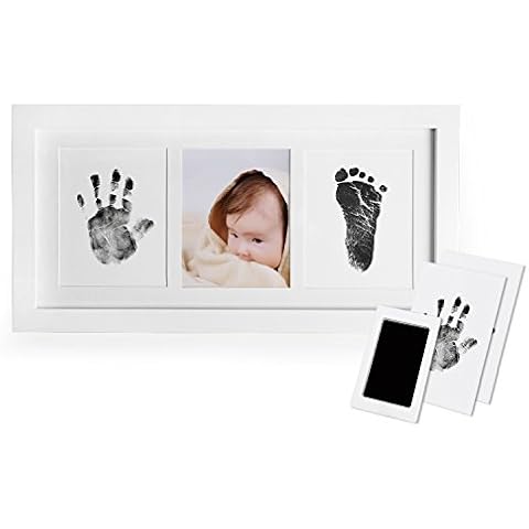 Norjews Baby Handprint and Footprint Photo Frame Kit for Newborn Boys and Girls, Safe Clean-Touch Ink Pad Included, Memorable Keepsake Box, Gift to New Parents for Christmas or Baby Shower Cover