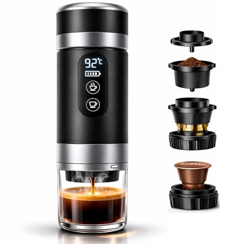 Imagen de Cafetera Portatil Capsulas compatible Nespresso Dolce Gusto y Café Molido Versión Mejorada 2026 Coffe Machine Maquina de Cafe Portátil Multicapsulas Universal 20 BAR Con Pantalla LED y 80ml