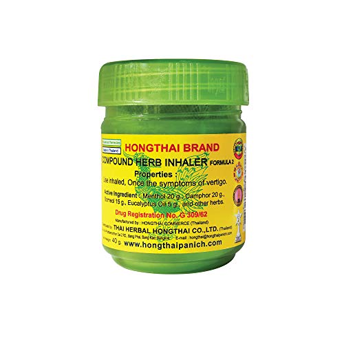 Hong Thai Traditional Thai Herbal Inhaler - Aromatherapy for Anxiety Vertigo Sinus Allergy - 1 pc