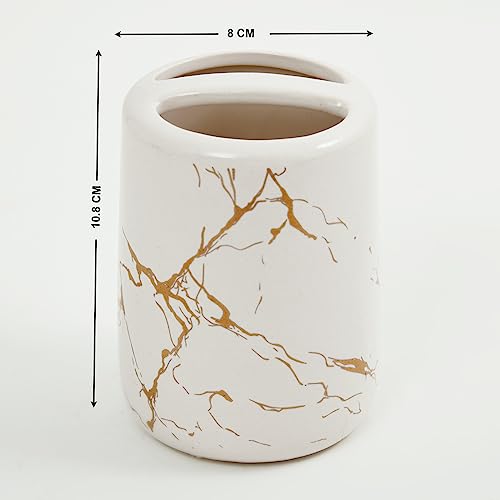 Image of Home Centre Aubree Vince Ceramic Tooth Brush Holder, White