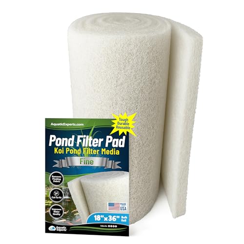 Aquatic Experts Classic Koi Pond Filter Pad FINE - White Bulk Roll Pond Filter Media Ultra-Durable Pond Filters for Outdoor Ponds Reusable Fish Pond Filter Material USA (18 x 36 Fine (White))