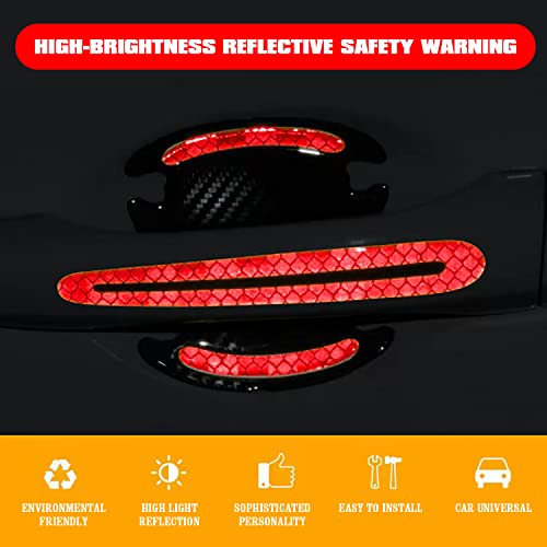 8Pcs Universal 3D Car Door Handle Paint Scratch Protector, Reflective Stripe Stickers Anti-Scratch Car Outdoor Safety Warning Marker #TOP3