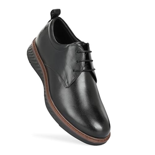Image of Legwork Hybrid Derby Shoes for Men | Mens Brown Leather Dress Shoes | Casual Oxford with Comfort Sneaker Sole for Office & Work