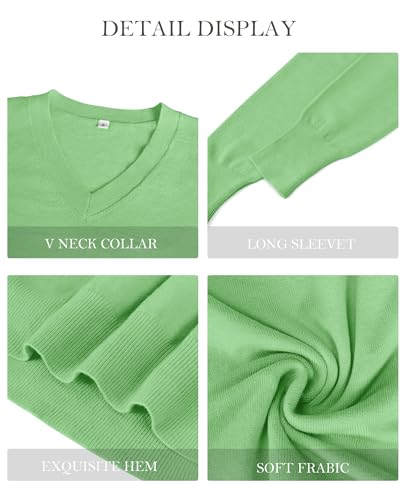 Image of Women's Spring Sweaters 2026 Casual Long Sleeve Pullover V Neck Lightweight Sweatshirts Cute Blouse Tops