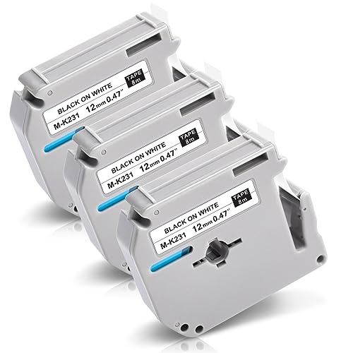 M-K231 ruban 12mm lot de 3 pour étiquettes blanches durables
