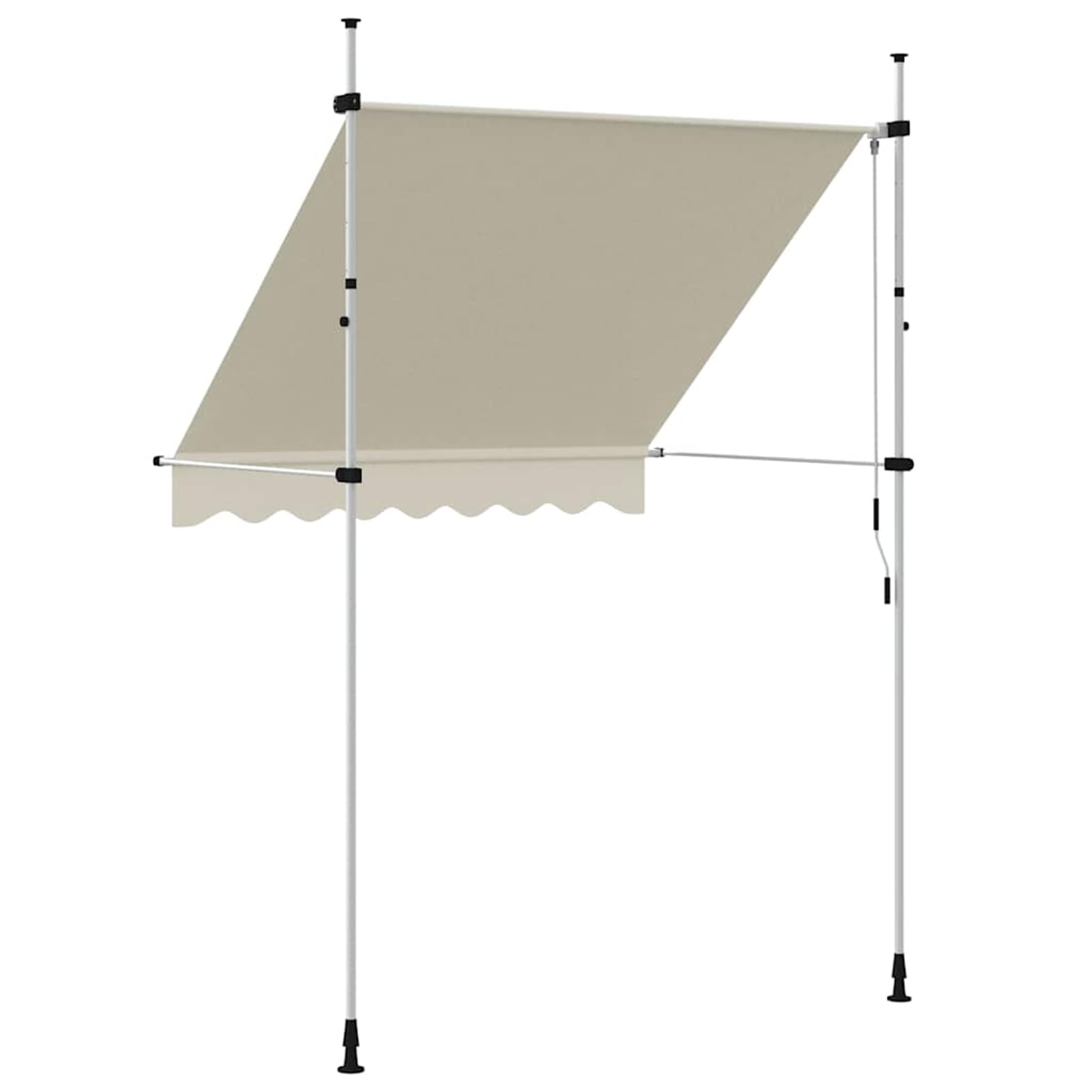 Wysuwana markiza balkonowa, obsługiwana ręcznie, 200 cm, kremowo-biała, balkonowa, bez wiercenia, z korbą ręczną, aluminiowa markiza odporna na promieniowanie UV, regulacja wysokości i