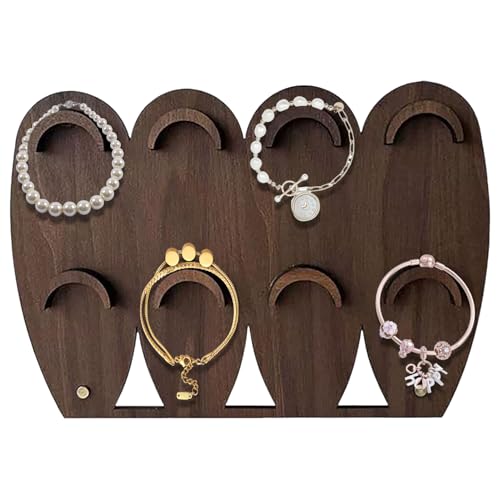 Jingmiger Organizador de pulsera, organizador de relojes de madera, con múltiples agujeros, ahorra espacio, torre de joyas, almacenamiento decorativo para cadenas y mesa de cosméticos