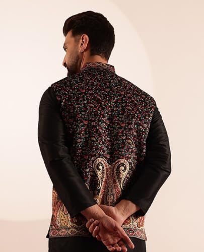 Image of SOJANYA (Since 1958 Men's Velvet Nehru Jacket With Paisley Print