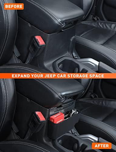 Savadicar Center Console Hanging Storage Organizer, Armrest ABS Tray for 2018-2024 Jeep Wrangler JL JLU 4XE and Jeep Gladiator JT, Interior Accessories, Black