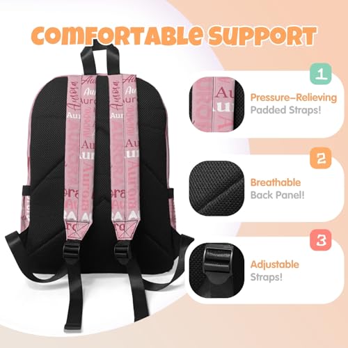 Custom Backpack for Girls Boys, Personalized Schoolbag with Name 10-12, Lightweight Backpack Set with Lunch Bag Pencil Case, Back to School Supply2