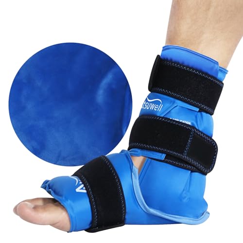Atsuwell Bolsa de hielo reutilizable para tobillo y pie, bolsa de hielo grande de gel para compresión fría, bolsa de hielo flexible para hombres y mujeres, relajación