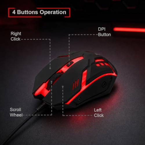 Image of iVOOMi Wired Gaming Mouse for Laptop & PC, Adjustable DPI up to 1500, Hi-Optical Tracking with 150cm Cable, High Precision Sensor, Plug and Play, Perfect for Windows, MacBook, Linux & Android