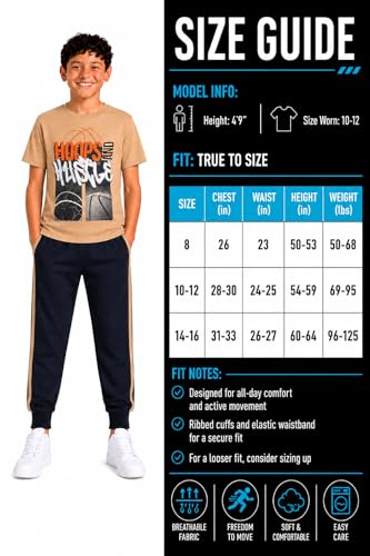 Image of Pro Athlete Boys Pants Set - 3 Piece Active Short Sleeve Graphic Tees Athletic Shorts and Jogger Sweatpants for Boys