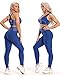 FITTOO Women's High Waist Yoga Pants Tummy Control Scrunched Booty Leggings Workout Running Butt Lift Textured Tights Peach Butt Blue(M)