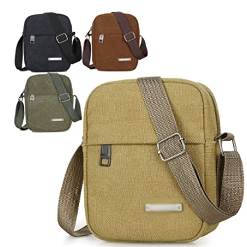 Messenger Bags Men's Fashion Canvas Small Bag Casual Men Mini Handbags Male Cross body Shoulder Messenger Bags For Men Purses and Handbags(Brown)3