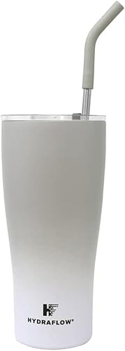 Miniatura 9 de HYDRAFLOW Capri - Vaso de 20 onzas con popote  Vaso aislado al vacío de triple pared  Vaso aislado al vacío  Vaso de acero inoxidable  Vaso