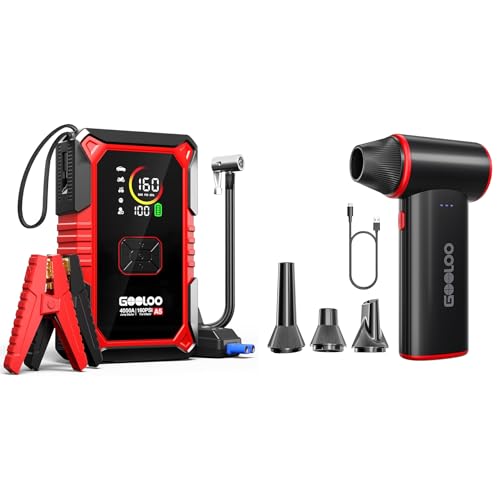 GOOLOO A5 Jump Starter with Air Compressor & F3 Electric Air Duster - Detailed View