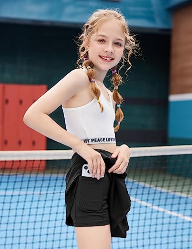 Zaclotre Skorts Skirts for Girls Elastic High Waisted Tennis Skirt with 2 Pockets Athletic Golf Workout Sports Shorts3