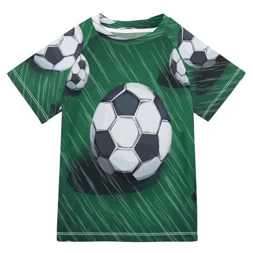 Kids Swimsuit Football Sport Rain Green Sunscreen T-Shirts Swimwear Sets UPF 50+