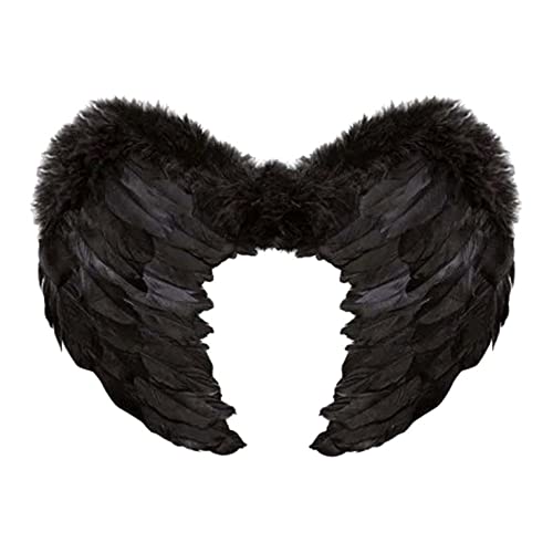 PLUS HOME Asas de anjo fantasia grande, penas anjo (preto) (45 * 35 cm)