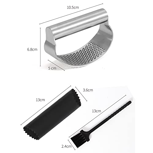 Garlic Press Rocker Stainless Steel, Garlic Mincer Tool Matching Silicone Roller Peeler And Cleaning Brush,Sturdy Garlic Crusher Garlic Presser,Garlic Slicer & Grinder For Smash Garlic #TOP6