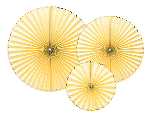 PartyDeco Satz von Papier Rosetten- Helles Gelb- Dekoration Hängende Fans Papier Rosetten Stern Papier Pumpen Löschpapier Silvester Hochzeit Geburtstag Baby Shower hängende Dekoration