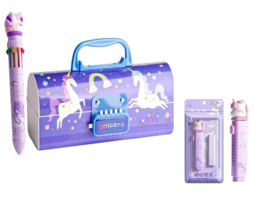 Image of Kawaii Stationery Combo Set for Girls | Kawaii Pencil Case Pouch with Zipper & Push Pull Eraser with Refills Back to School Supplies Gift for Kids
