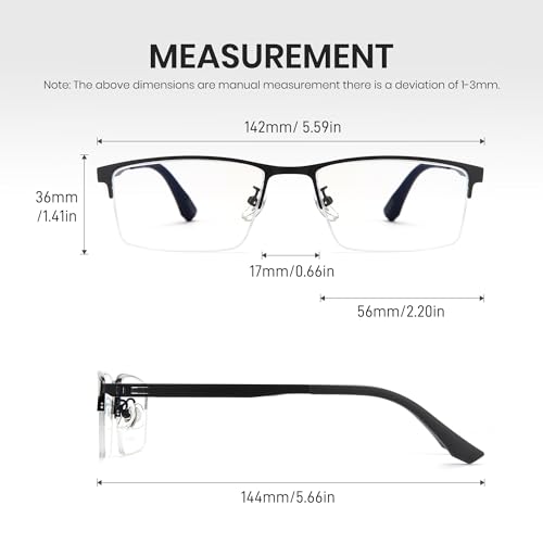 Image of Cyxus Titanium Frame Glasses for Men Semi Rim Eyewear Square Clear Lens Glasses Interchangable