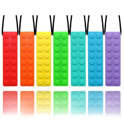 7 Pack Chew Necklaces for Sensory Kids, Chewy Toys...