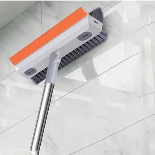 Image of Bathroom Cleaning Brush with Wiper 3 in 1Tiles Cleaning Brush Floor Scrub Bathroom Brush with Long Handle 120 Rotate (Heavy Quality)