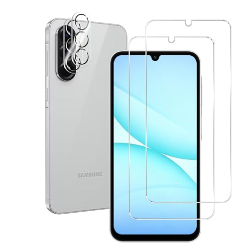 BIGFACE Galaxy A17 Tempered Glass Screen Protector + Camera Lens Protector [2 + 2 Pack][Case Friendly][Anti-Scratch][Ultrasonic Fingerprint Unlock] HD Protective Film for Samsung Galaxy A17