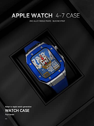 Kit modification Apple Watch 44mm bracelet caoutchouc bumper bleu - 6