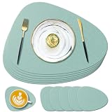 Sets de Table ＆ Dessous-Verre en Silicone, Vert Clair, Lot de 6