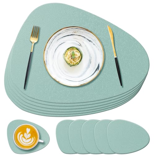 YUNJUER Sets de table et dessous de verre en silicone résistants à la chaleur 232,2 °C, lavables et imperméables, motif feuilles, faciles à nettoyer, sets de table pour cuisine, restaurant, hôtel,